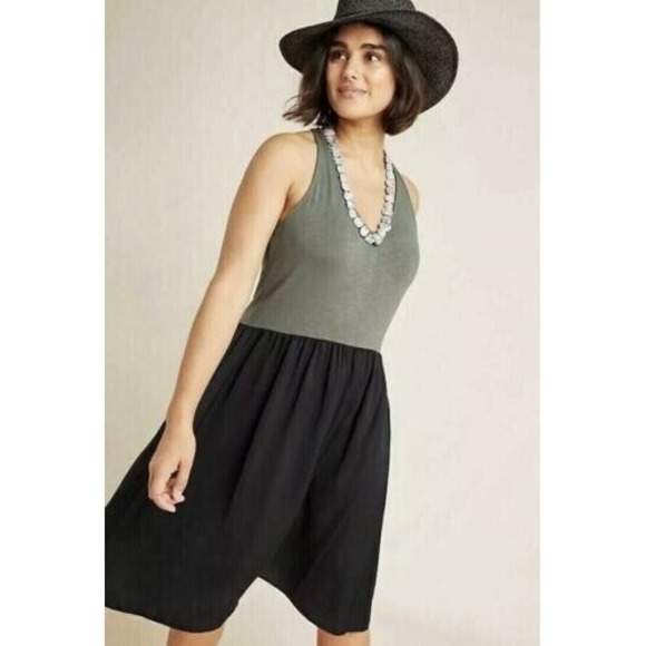 dolan Dresses & Skirts - Dolan Left Coast Dress Womens Size XS Green Black & Sienna‎ V-Neck Jersey Tank